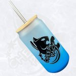 Glas 18oz transulent blau - Cheer Pack Design Katze